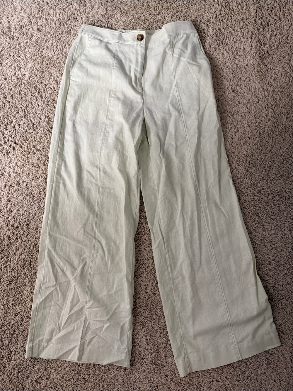 LOFT Linen Cotton Pull On Wide Leg Pants - Fog Green - 2 regular - NWT